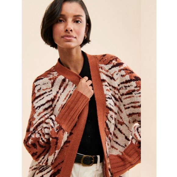 Afrm Fulton Animal Print Oversized Open Front Cardigan, XS/S - Picture 3 of 8